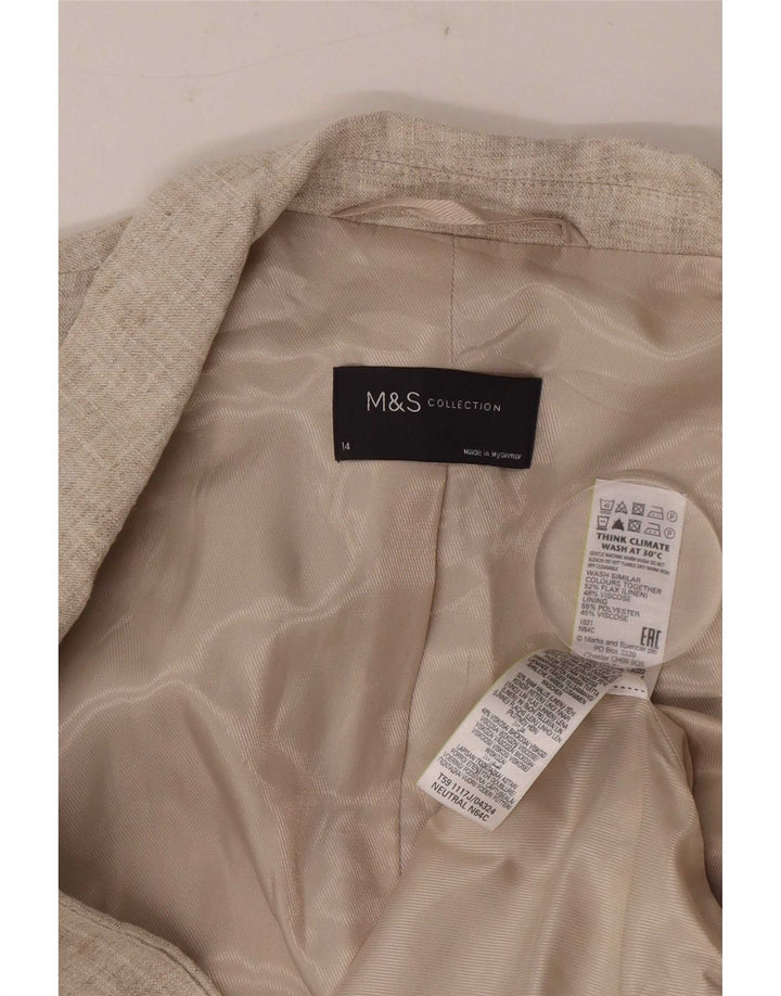 Marks & Spencer jachetă pentru femei cu mâneci 3/4 deschise, UK 14, mare, bej