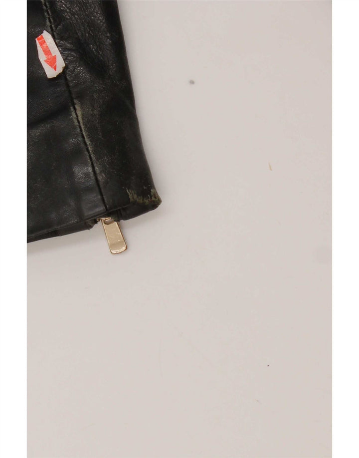 Jachetă de piele crop pentru femei Mango UK 10 Small Black