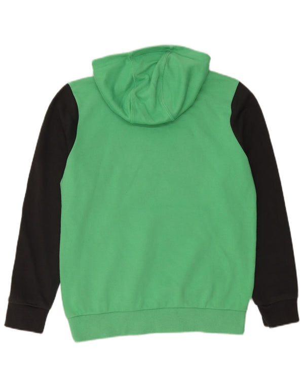 Pulover cu glugă cu grafic Adidas pentru băieți 13-14 ani, bumbac color bloc verde