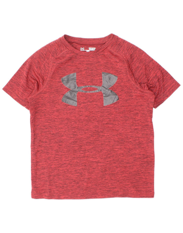 Tricou grafic Under Armour pentru băieți Heat Gear Top 7-8 ani Mic Burgundy