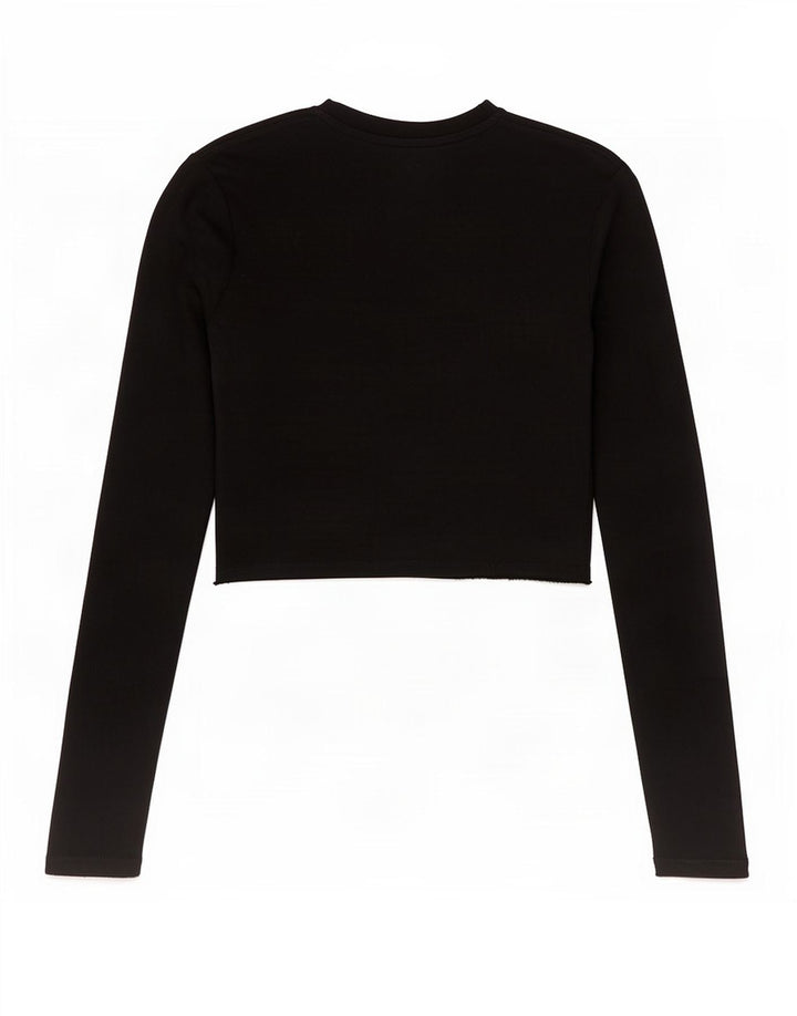 Crop Top pentru femei Zara cu mânecă lungă UK 12 Medium Negru