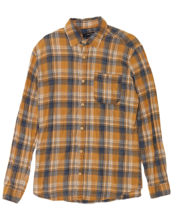 Cămașă de flanel Jack & Jones pentru bărbați, bumbac cu carouri galbene mari