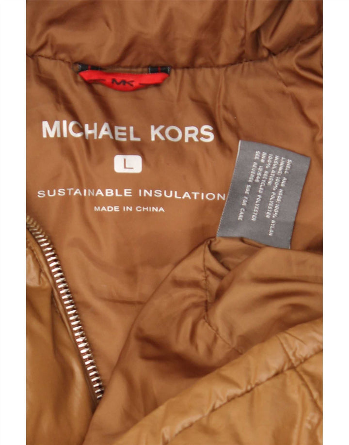 Jachetă căptușită cu glugă Michael Kors pentru bărbați UK 40 Poliester maro mare