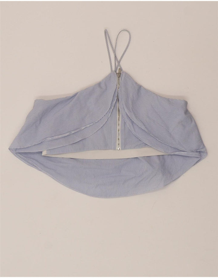 Top Crop Halter pentru femei Zara UK 12 Medium Blue Striped