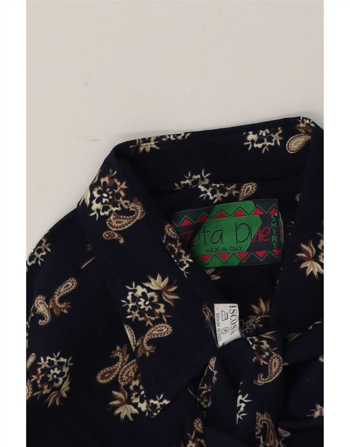 Cămașă Vintage bărbați mare bleumarin Paisley viscoză