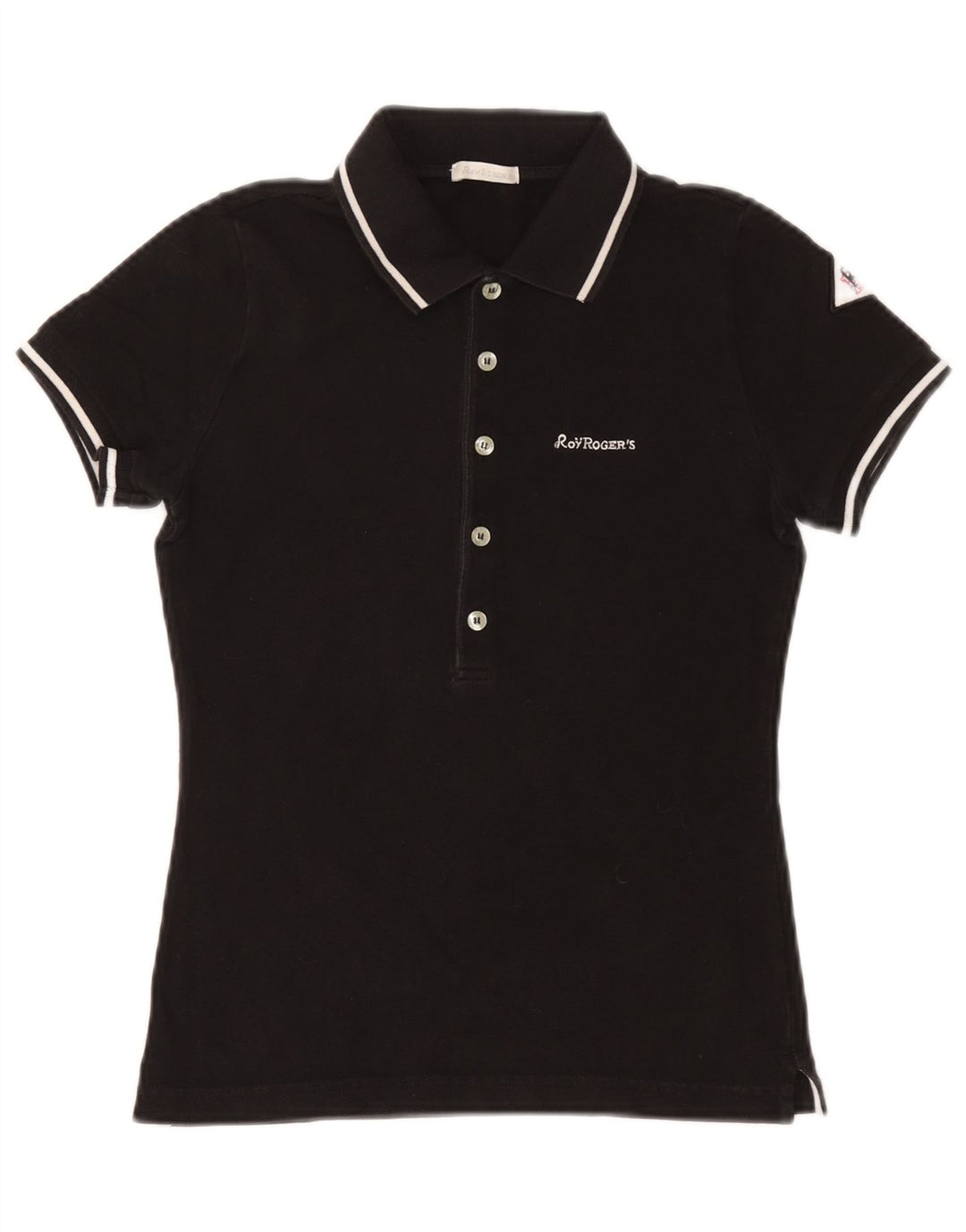 Tricou polo Roy Rogers pentru femei UK 12, bumbac mediu negru