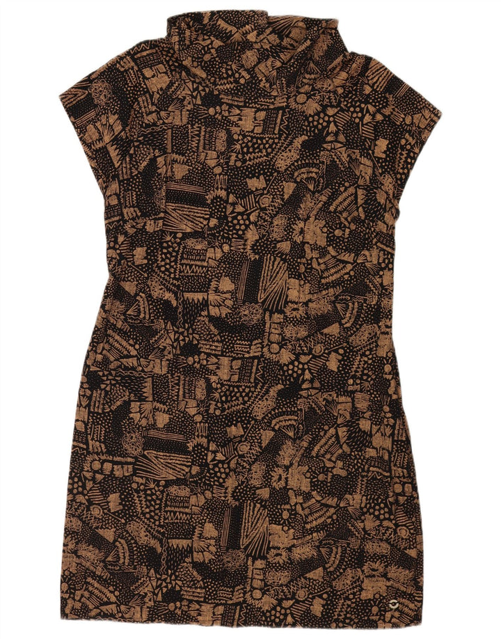 Rochie Skunkfunk pentru femei UK 12, bumbac geometric maro mediu