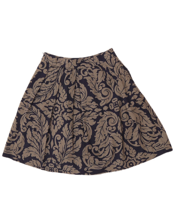 Fustă pliată A-Line Boden pentru femei UK 8 Small W27 Bluemarin Paisley Bumbac