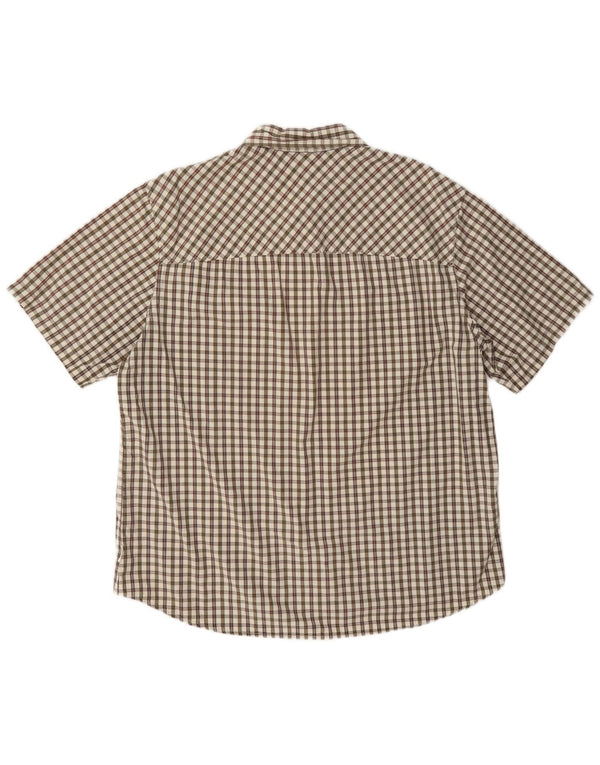 Cămașă Jack Wolfskin pentru bărbați, cu mânecă scurtă, cu tăiere obișnuită, UK 44/46 XL Brown Check