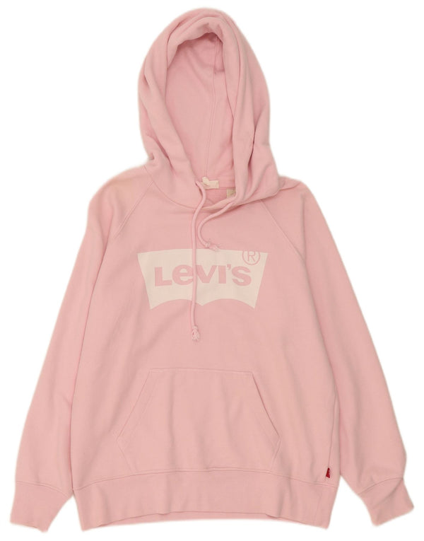 Levi's Pulover supradimensionat cu glugă cu grafic pentru femei UK 6 XS Bumbac roz