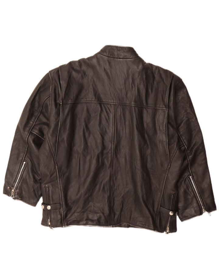 Jachetă de piele vintage pentru bărbați UK 44 2XL din piele neagră