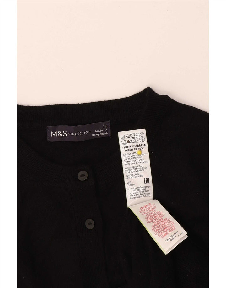 Marks & Spencer Pulover Crop Cardigan pentru femei UK 12 Medium Black Viscose