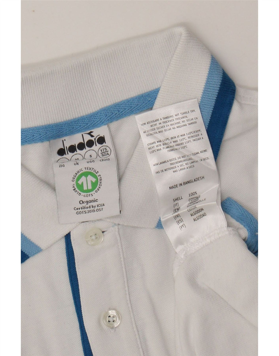 DIADORA Mens Polo Shirt Medium White Cotton