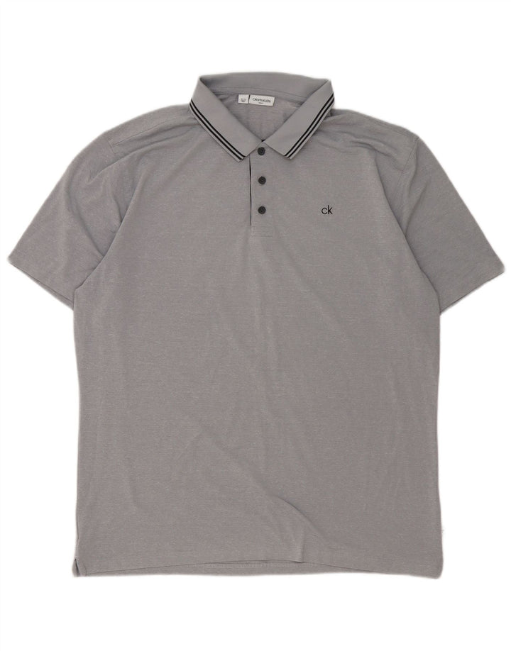 Cămașă polo Calvin Klein pentru bărbați XL poliester cu dungi gri