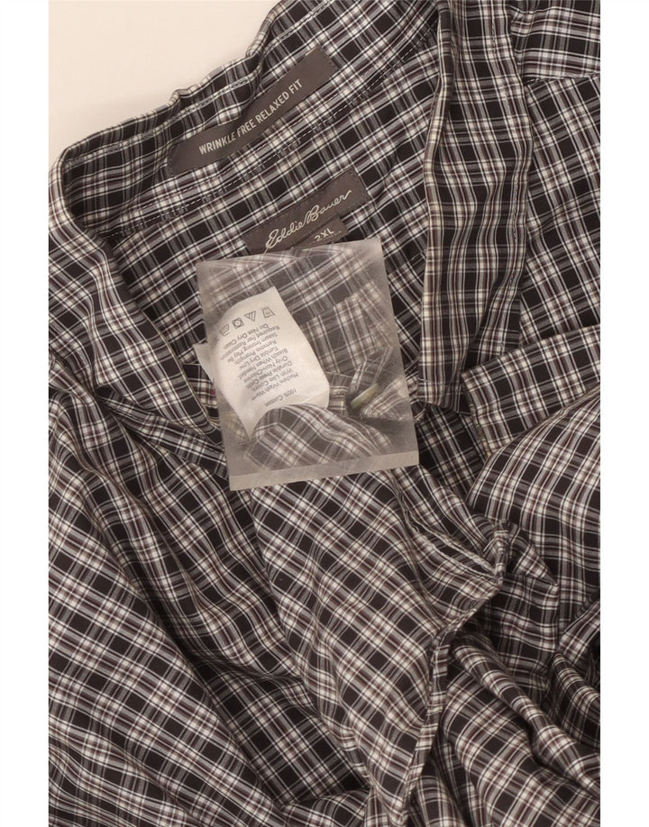 Cămașă pentru bărbați Eddie Bauer, cu formă relaxată, 2XL, bumbac negru cu carouri