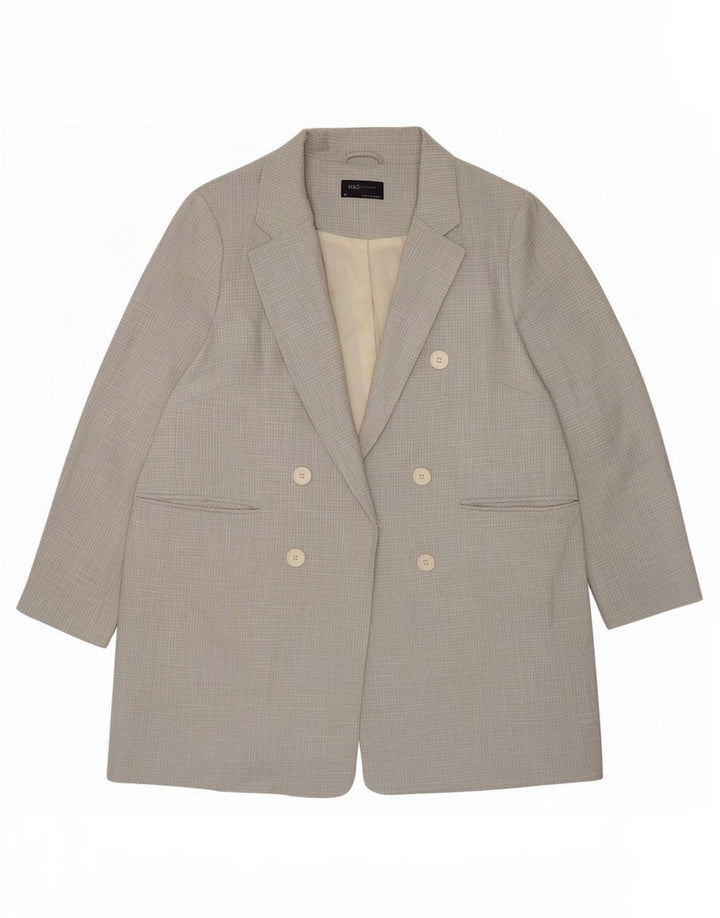 Palton dublu pentru femei Marks & Spencer UK 20 2XL Blue Check Poliester