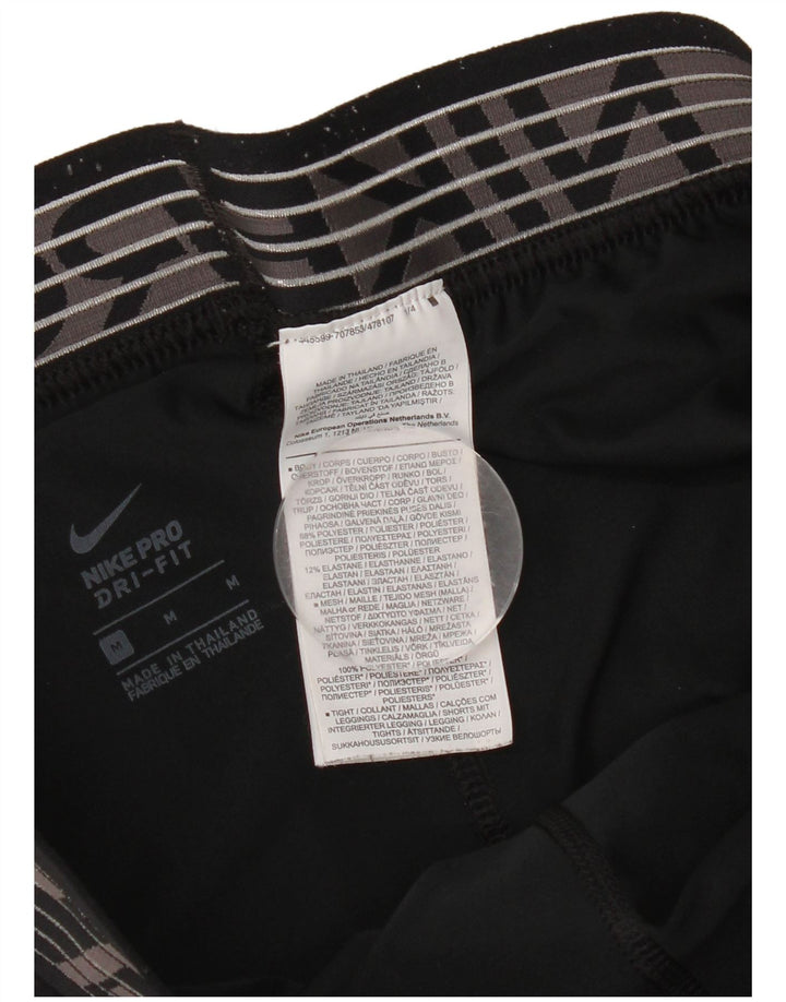 Pantaloni scurți sport Nike Dri Fit Graphic pentru femei UK 12 Poliester mediu negru