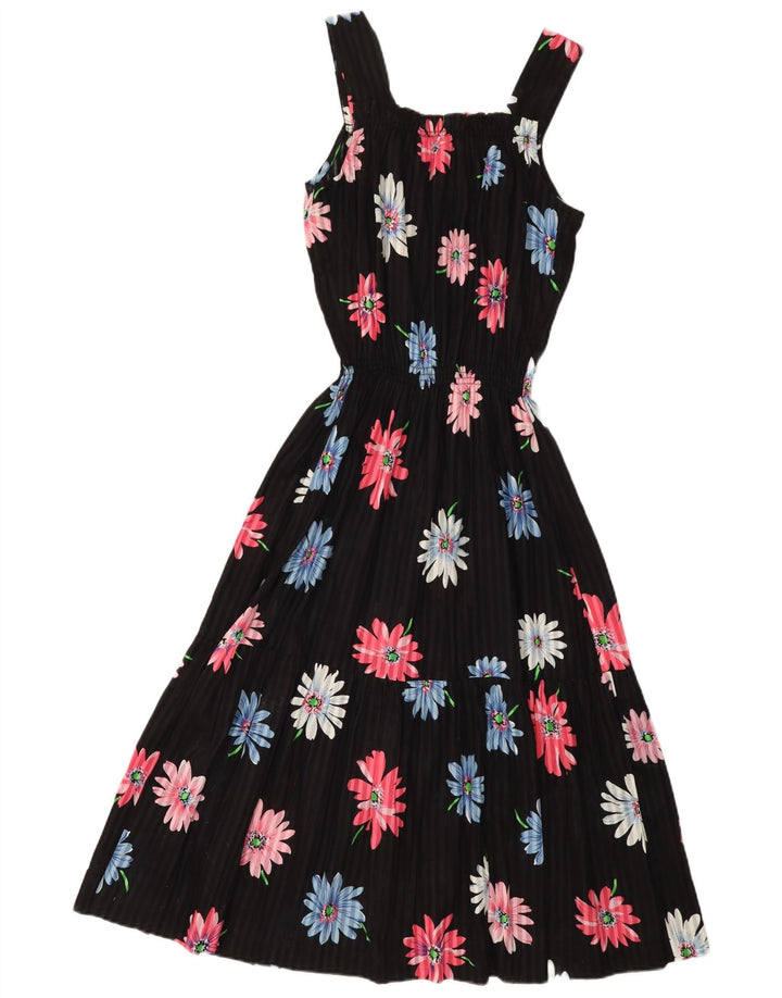 Rochie de soare vintage pentru femei UK 12 Medium Black Floral