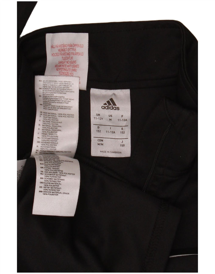 Adidas băieți Climalite Zip Neck Top cu mânecă lungă 11-12 ani poliester negru