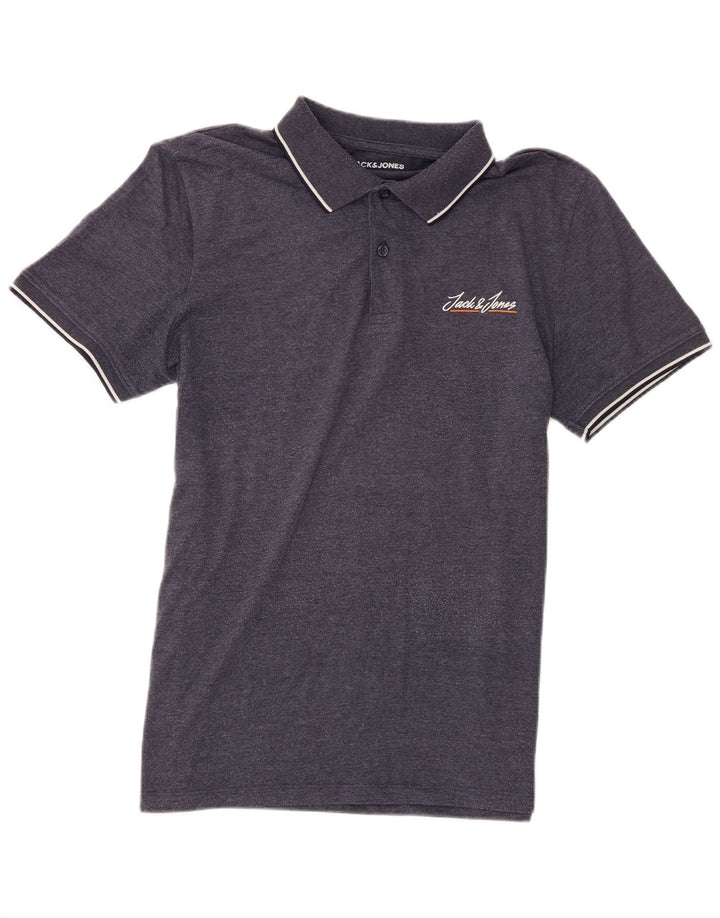 Cămașă polo Jack & Jones pentru bărbați, bumbac cu pete albastru bleumarin mediu