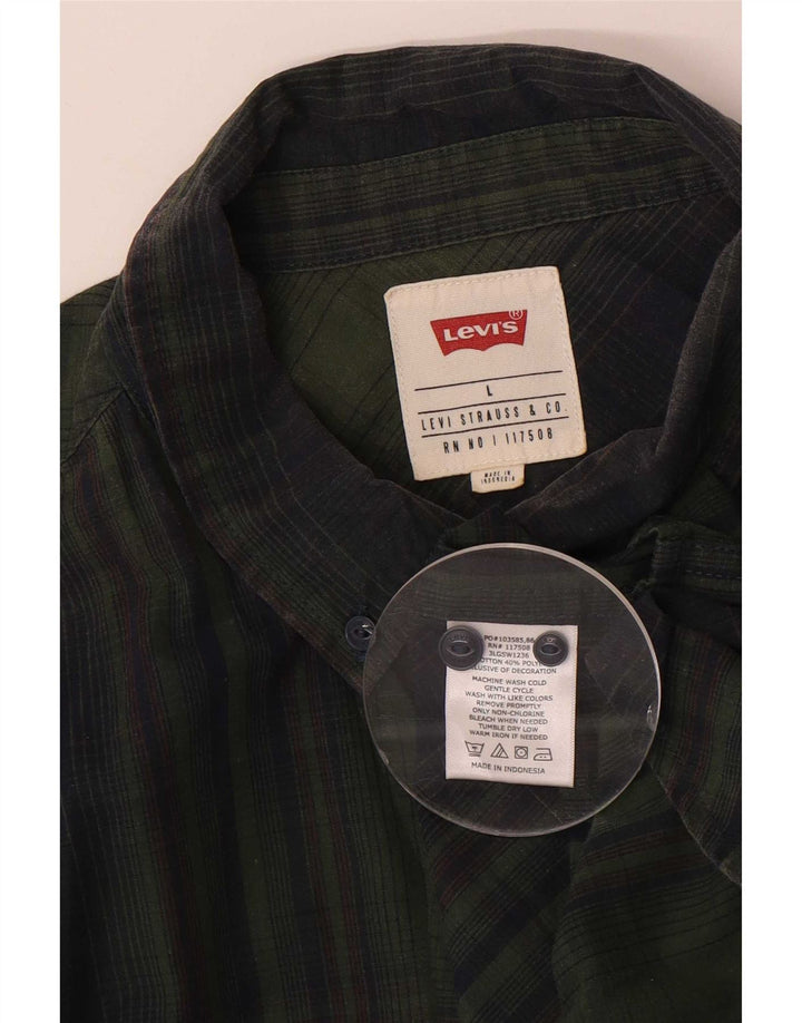 Cămașă cu mânecă scurtă Levi's pentru bărbați, bumbac cu carouri verzi mari