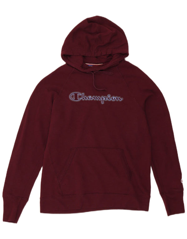 Champion Womens Graphic Hoodie Jumper UK 14 Medium Burgundy