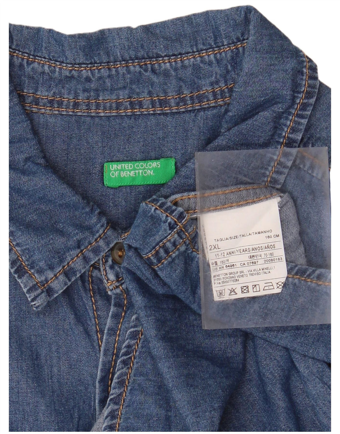 Camasa Denim BENETTON Baieti 11-12 Ani 2XL Bumbac Albastru