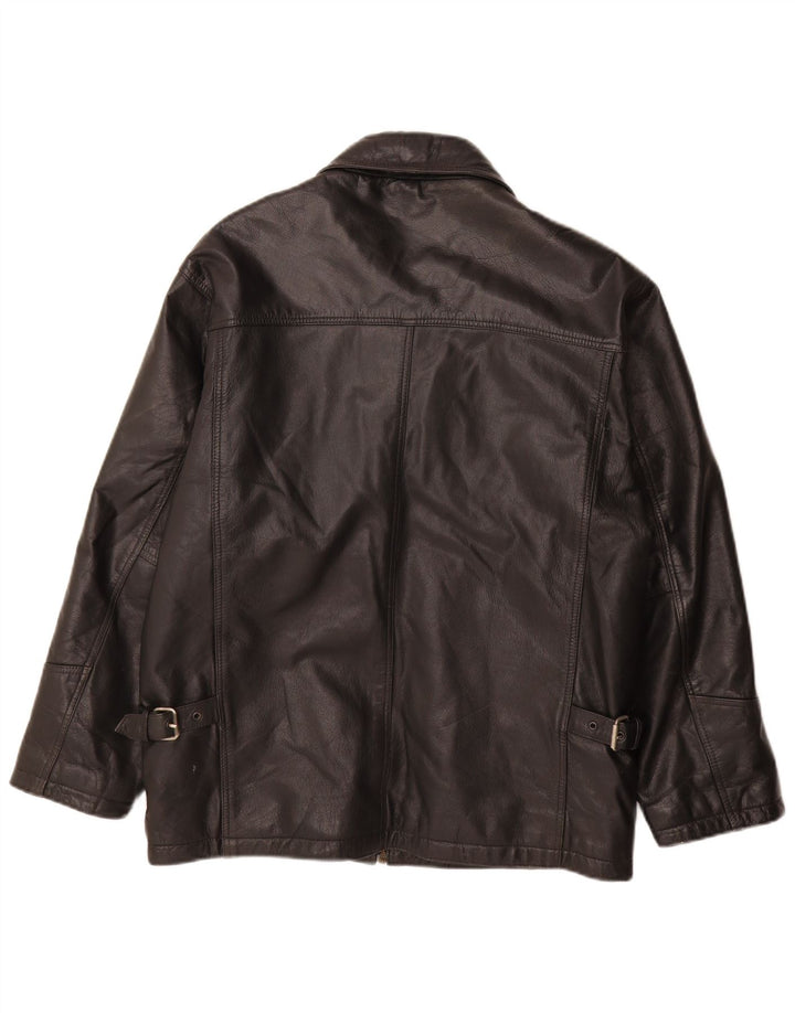 Jachetă de piele vintage pentru bărbați UK 38 Medium Black Leather