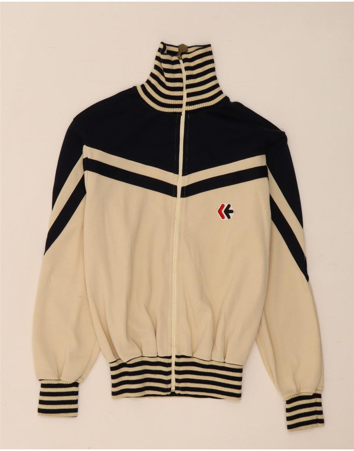 Jachetă de trening vintage pentru femei UK 14 Medium Bej Colorblock