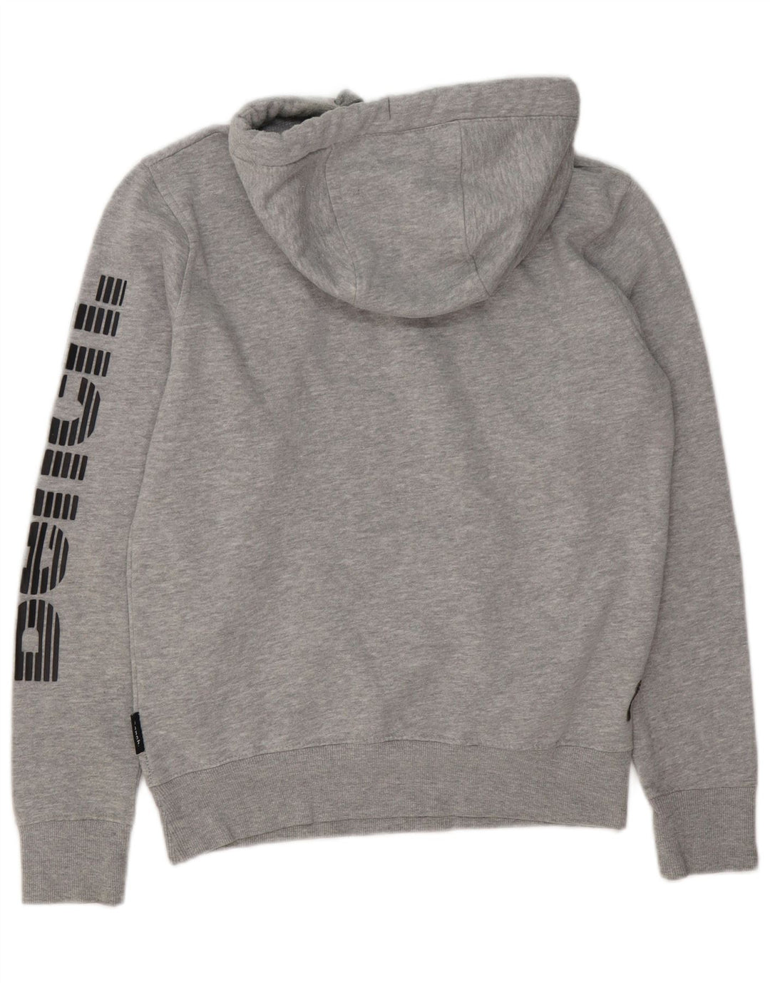 BENCH Mens Graphic Hoodie Jumper Small Grey Cotton