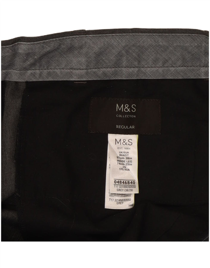 Pantaloni de costum obișnuiți pentru bărbați Marks & Spencer L38 L29 poliester gri
