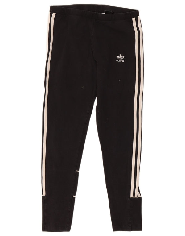 Leggings crop pentru femei Adidas UK 12, bumbac mediu negru