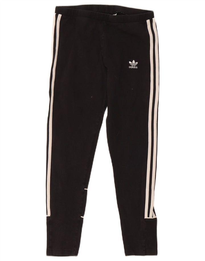 Leggings crop pentru femei Adidas UK 12, bumbac mediu negru