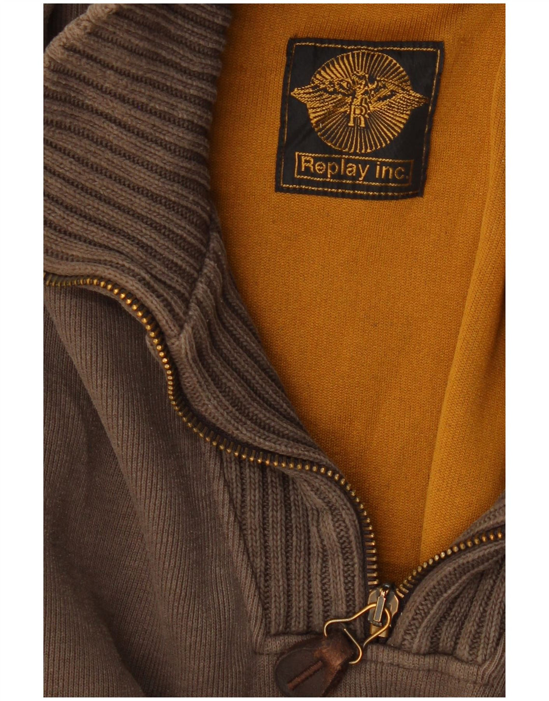 REPLAY Pulover pentru bărbați cu fermoar și gât, gri mediu