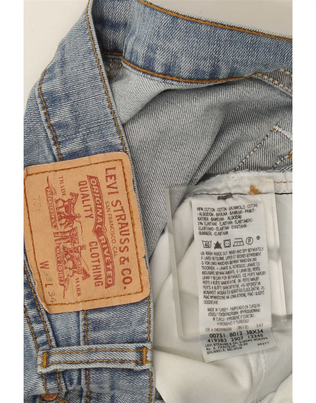 Blugi drepti pentru bărbați Levi's W38 L34 Bumbac albastru