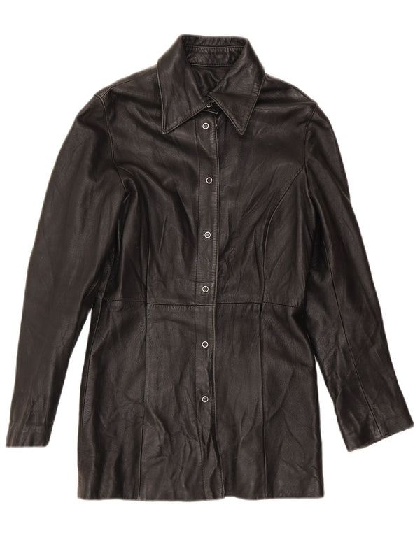 Jachetă de piele vintage pentru femei UK 10 Small Black