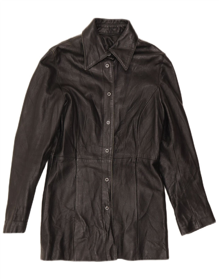 Jachetă de piele vintage pentru femei UK 10 Small Black