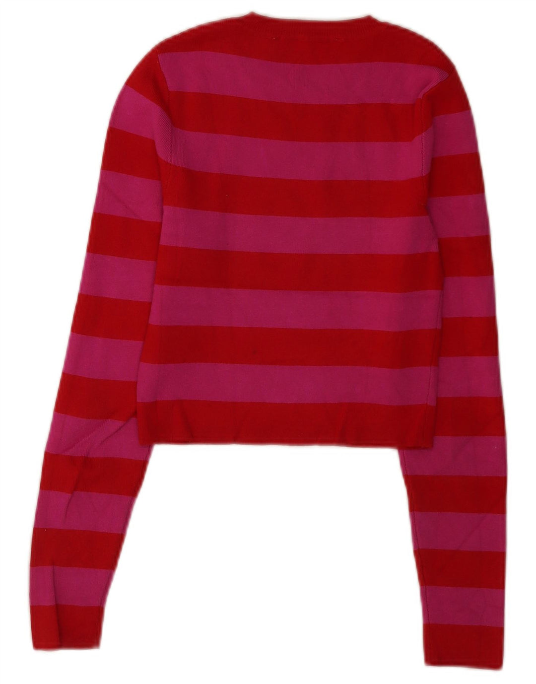 Crop Top pentru femei Zara cu mânecă lungă UK 12 Medium Red Striped Viscose