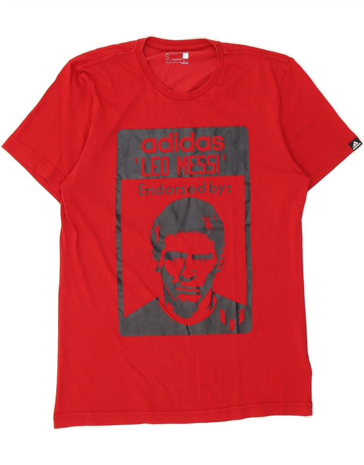 ADIDAS Mens MESSI Graphic T-Shirt Top Small Red Cotton Vintage Adidas and Second-Hand Adidas from Messina Hembry 