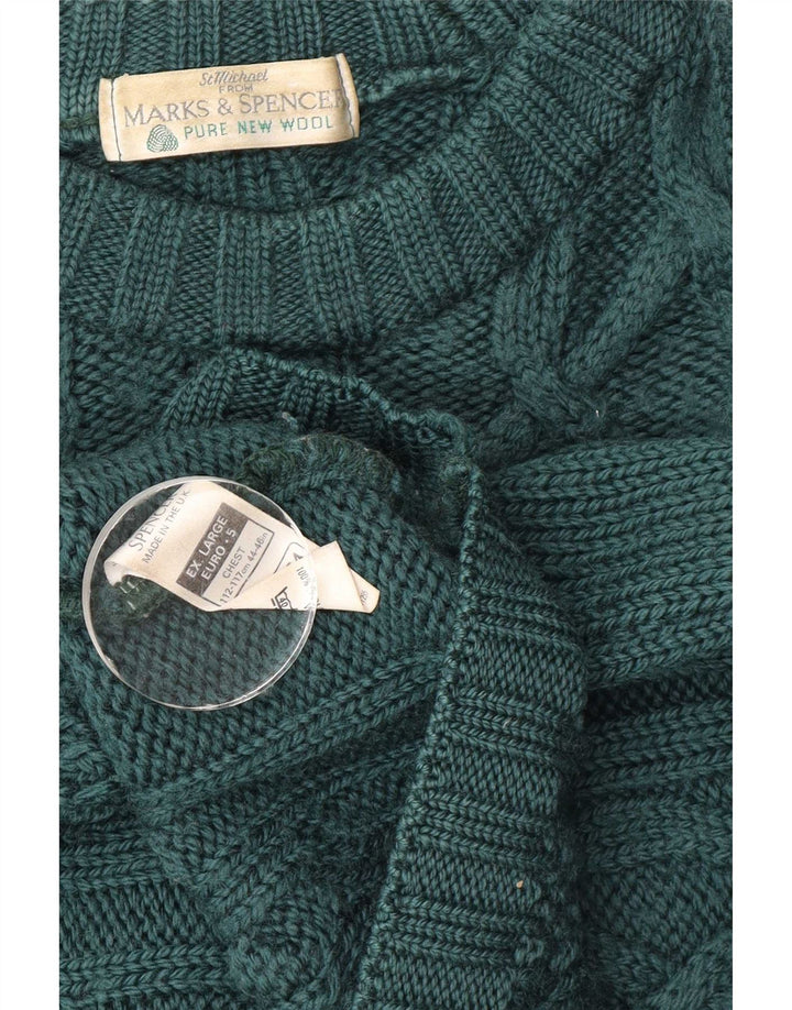 Pulover pentru bărbați Marks & Spencer cu gât crew pulover XL verde lână nouă