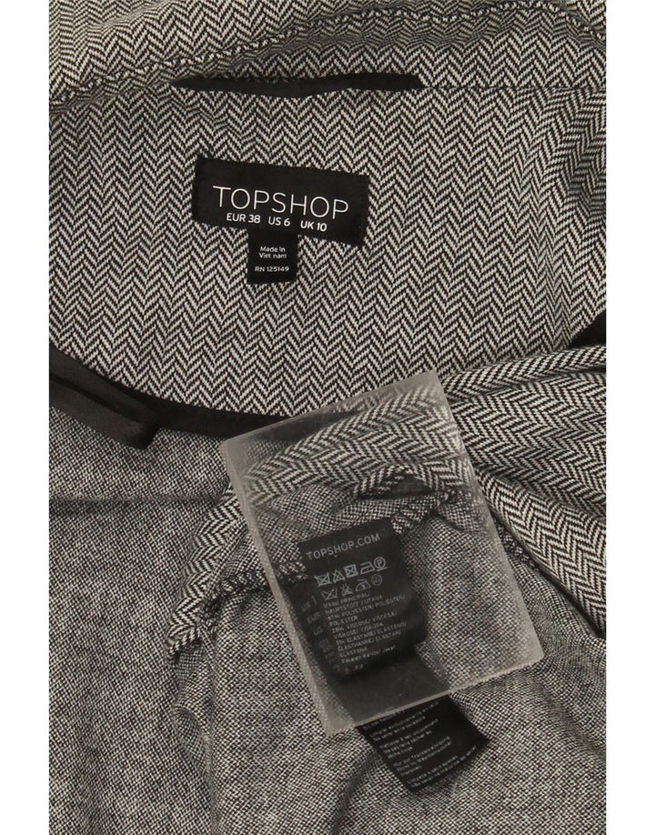 Topshop pardesiu supradimensionat deschis pentru femei UK 10 Small Grey Herringbone