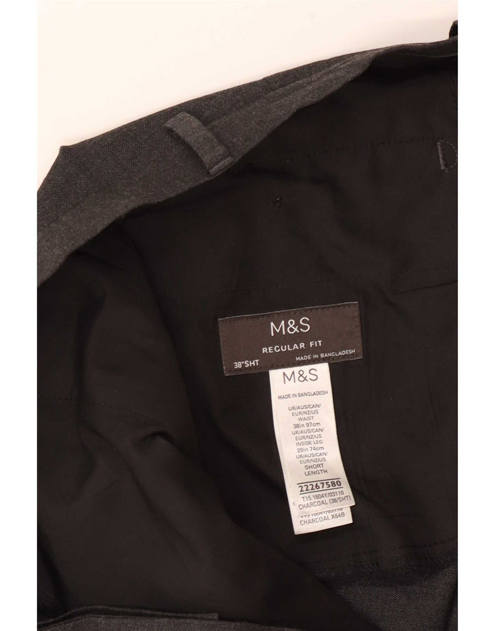 Pantaloni de costum pentru bărbați Marks & Spencer, cu ajustare normală, L38 L29, poliester gri