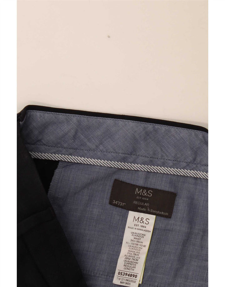 Pantaloni de costum obișnuiți drepti pentru bărbați Marks & Spencer L34 L31 bleumarin