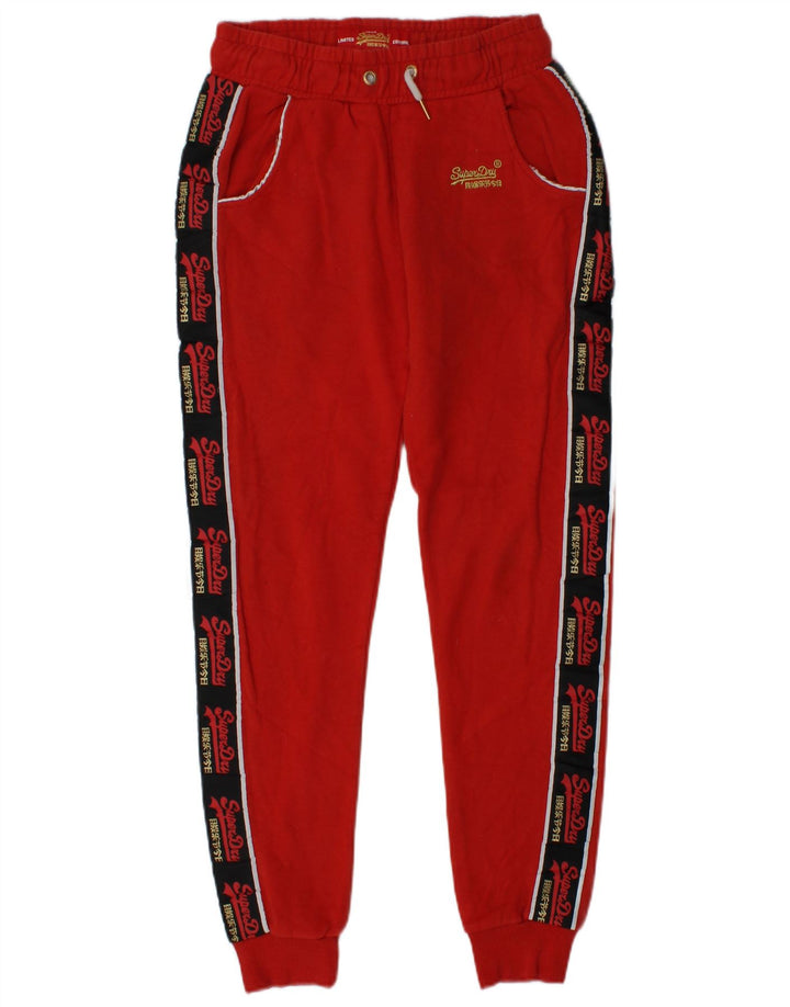 SUPERDRY Pantaloni de trening grafic pentru femei Pantaloni de jogging UK 6 XS Red Colorblock