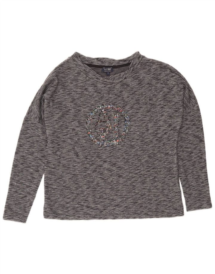 Armani Jeans Top grafic pentru femei cu mânecă lungă IT 42 Medium Grey Flecked