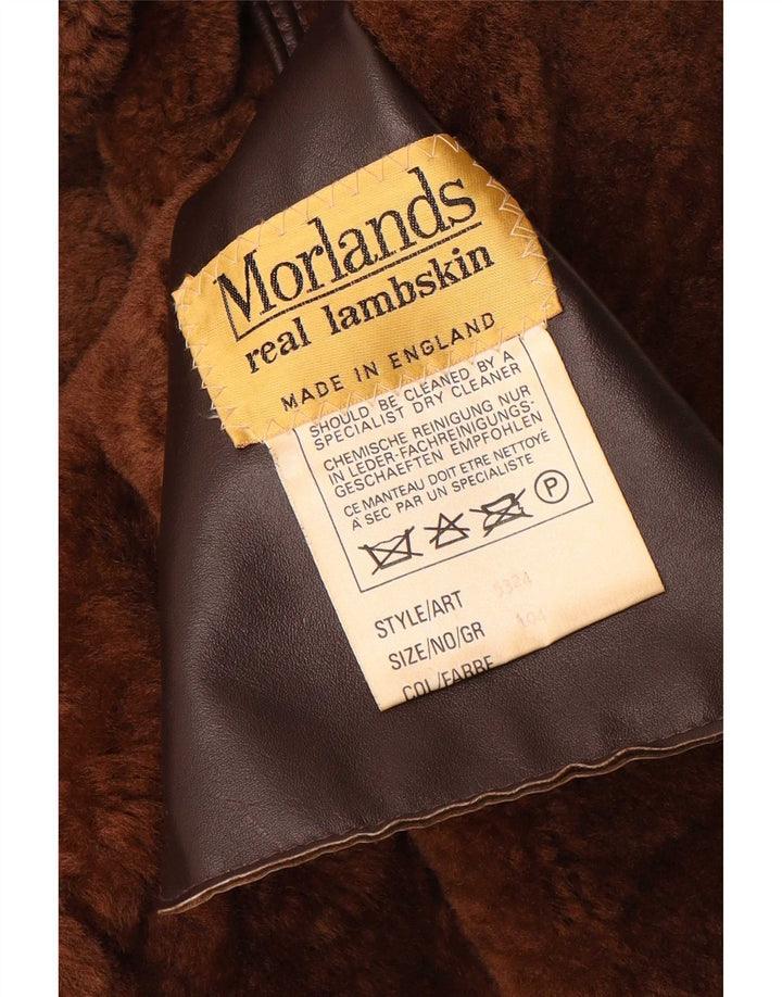 Palton supradimensionat pentru femei Morlands din piele de oaie maro mare UK 16