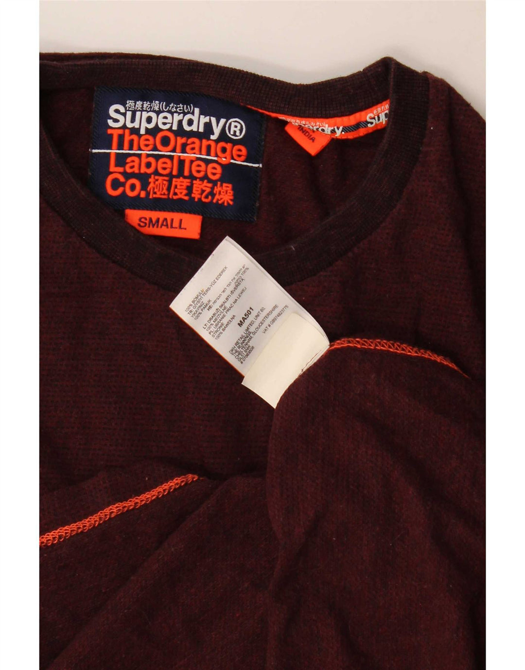 Top pentru bărbați Superdry cu mânecă lungă din bumbac burgundy mic