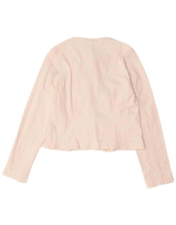 Jachetă pentru femei Lipsy Crop 5 Button Blazer UK 12 Bumbac alb mediu