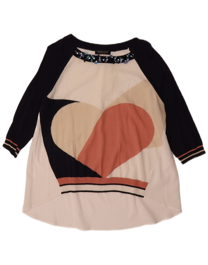 SIMONA BARBIERI Top cu tunică cu model abstract pentru femei UK 16 Large White