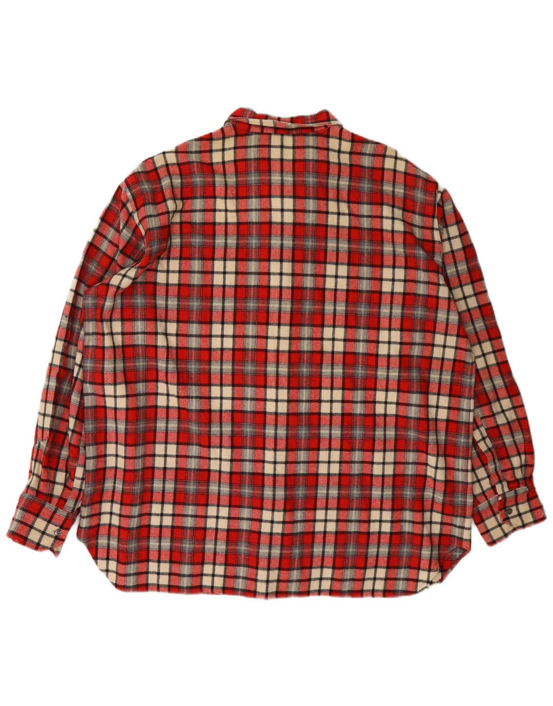 Cămașă Vintage pentru bărbați de flanel XL Lână roșie cu carouri